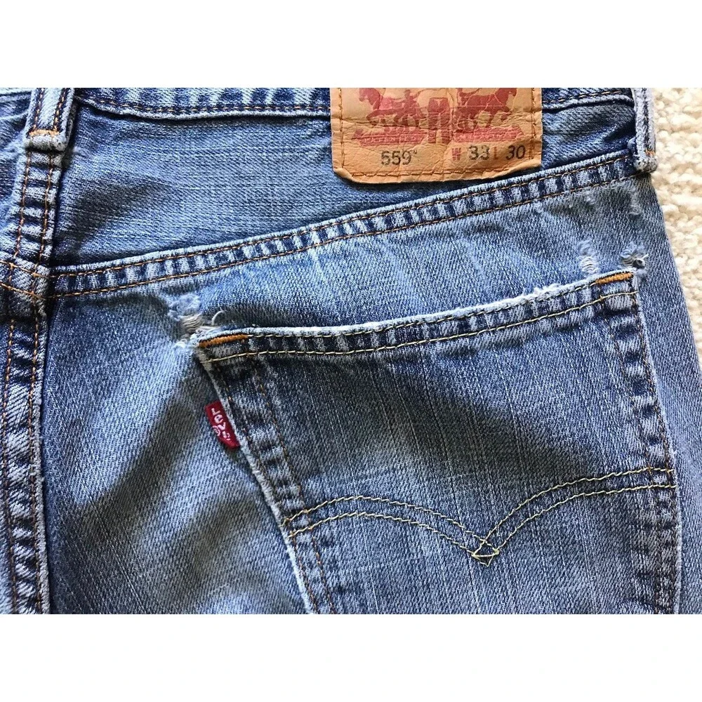 Vintage Levis 559 Jeans Mens 33x30 Blue Relaxed Fit Straight Leg Medium Denim